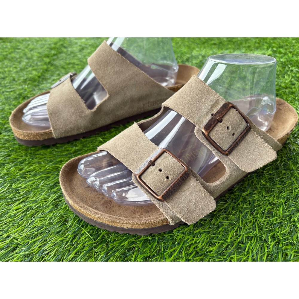 Birkenstock Arizona Taupe Suede Two Strap Sandals Womens Size 9.5 Mens 8 EU40